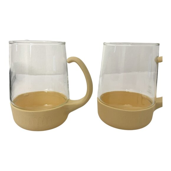 1982 McDonald’s Pyrex Mugs Set 2 Corning Beige Handle Vintage Coffee Glass Cups - Picture 9 of 12